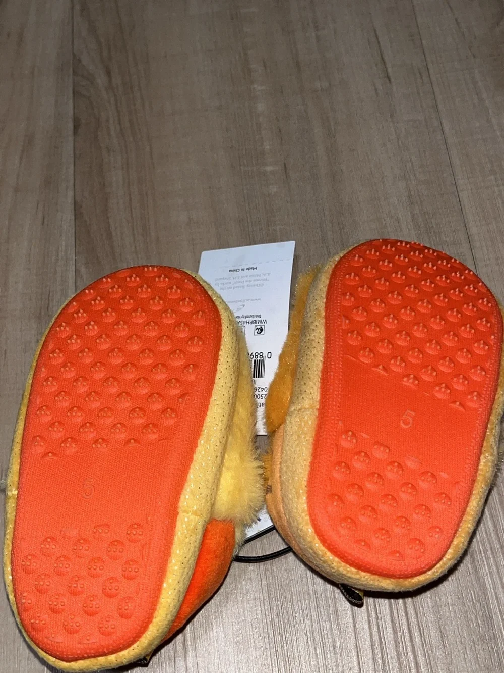 Disney Plush Winnie the Pooh & Tigger Kids Slippers in Yellow and Orange